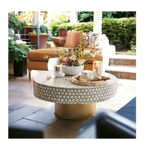 ILAHI's Bone Inlay <b>Table</b> Modern Design Agate Detailing <b>Storage</b> Portable Home Furniture - Product Image 1