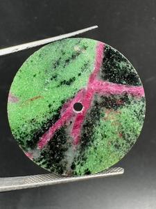 A K <b>Gems</b> pink and Green Ruby Zoisite Watch Dial 28.5 mm One Sided Polished <b>Face</b> 0.7mm Thick Center Hole 2 mm Model Dial-10 - Product Image 6