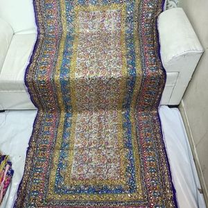Handmade Heavy Embroidered <b>Silk</b> Shawl Women's Long Ethnic Floral Pattern <b>Red</b> Yellow Decorative All Seasons Wear - Product Image 2