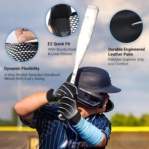 Gant de baseball professionnel sur mesure au design exceptionnel, en cuir de qualité supérieure, avec fermeture auto-agrippante, antidérapant et écologique - Product Image 3