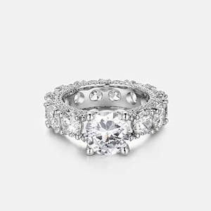 Anillo de Compromiso Clásico de Moissanita, Plata 925, Corte Brillante Redondo, Engaste de Garras, Joyería para Mujer - Product Image 1
