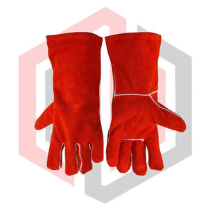 Guantes de Seguridad Reforzados de Cuero Rojo, Guantes de Soldador Resistentes al Calor, Ignífugos, Antivibración, 14 Pulgadas, Guantes TIG MIG - Product Image 5