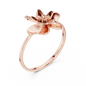 Anillo de Flores con Diamantes Naturales Reales en Oro Rosa Sólido de 18K, Diseño Exquisito y Moderno, el Más Popular para Uso Diario - Product Image 3