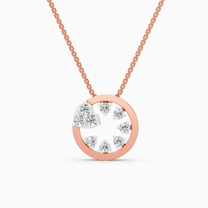 จี้เพชรทรงกลมแบบวงเปิด น้ำหนัก 0.34 กะรัต เพชรเลี้ยงในห้องปฏิบัติการ ดีไซน์มินิมอล ตัวเรือนทอง 9K สีเหลือง ขาว และโรสโกลด์ - Product Image 1