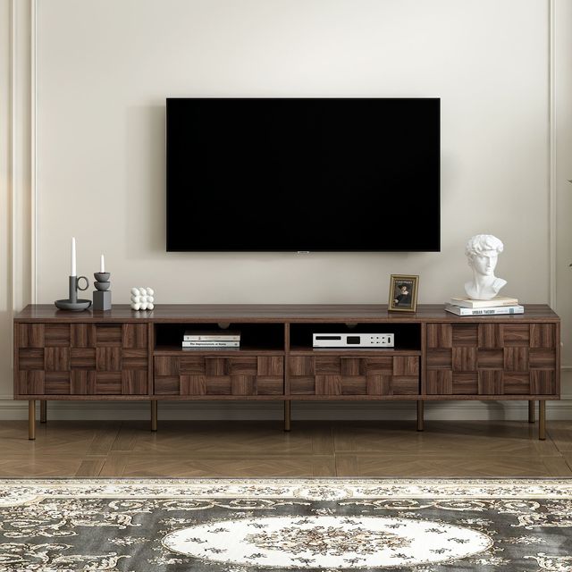 Mid Century TV Stand with 2 Drawers Media Console Table for TVs up to 85 Inches Entertainment Storage in Living Room