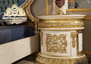 Rococo-muebles italianos para dormitorio, conjunto de dormitorio tallado de oro real, estilo francés - Product Image 3