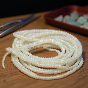Perles facettées en opale d'Éthiopie naturelle, perles en opale blanche, brin de perles pour la fabrication de bijoux, vente en gros - Product Image 3