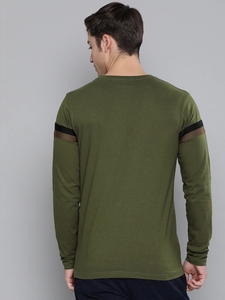 Chemise décontractée à manches courtes pour homme, vert olive, unie, col tricoté rayé, été, ODM, écologique, 100% coton - Product Image 5
