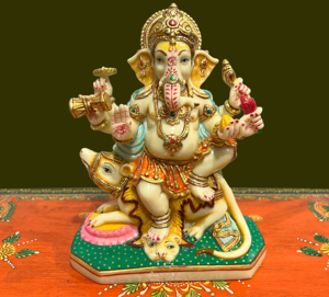 Nirmala Handicrafts - Estatua de Ganesha de Resina Hecha a Mano - Ídolo del Señor Ganesh Sentado con Intrincado Elefante Prabhavali - Ideal para Inauguración de Casa - Product Image 6