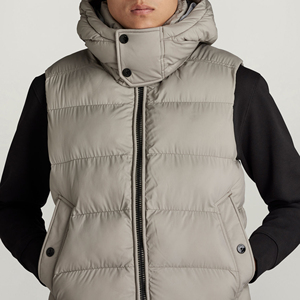 Quilted Woolen Puffer Vest Men's Casual Sleeveless Jacket Lightweight <b>Padded</b> Breathable Stand Collar Windproof Warm Outerwear - Product Image 5