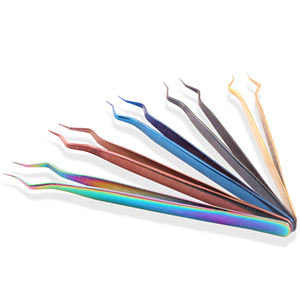 Pinzas Profesionales de Acero Inoxidable Antiestáticas de Precisión para Extensión de Pestañas, Plateadas/Doradas, Resistentes y Duraderas - Product Image 1