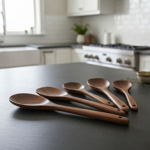 Juego de 6 Espátulas de Madera, Utensilios de Cocina de Madera Natural con Acabado Liso, Reutilizables para Uso Doméstico y en Restaurantes - Product Image 5