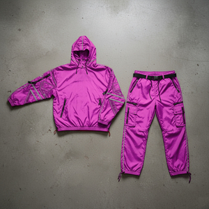 Custom Breathable Detachable Boxy Fit Sweatsuits Zip up Screen Printing Tracksuits Piping Embroidery Patch Men's Set - Product Image 1