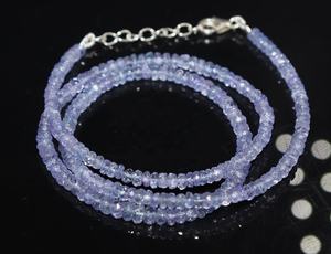 Collier en Tanzanite Facetté Naturel Rondelle 3,5 mm, Chaînes de Perles de Tanzanite pour la Fabrication de Colliers à Prix de Gros - Product Image 2