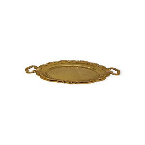 Plateau décoratif rectangulaire en aluminium doré de luxe, plateau de service en métal avec bordure style bambou pour la décoration de table moderne à la maison ou à l'hôtel - Product Image 2