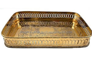 Brass Handmade Polished Eco-Friendly Square Modern Serving Tray by Artisan <b>Craft</b> | Customizable Size for Home & Wedding Decor - Product Image 2