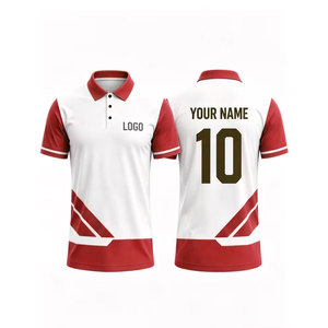 Nouvelle personnalisation, polo personnalisé blanc et vert à blocs de couleurs géométriques, prend en charge le maillot de cricket avec nom dans un style unique - Product Image 1