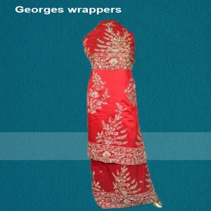 Tela de seda pura George Wrapper nigeriana súper clásica con trabajo de piedras de esmeralda de alta calidad sobre un patrón floral para bodas - Product Image 1