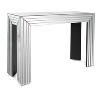 Console moderne avec miroir et plateau en verre, design long et étroit, pour l'entrée et le salon