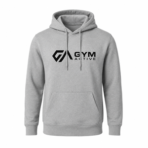 Sudadera con Capucha para Hombre, Color Gris, con Logotipo Frontal, Impermeable, 100% Algodón, Felpa, Informal, para Deportes y Gimnasio - Product Image 6