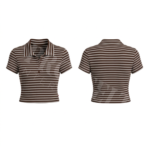 Camiseta Polo Moderna y Elegante, Ligera, Personalizada con Rayas Estampadas, Manga Corta, Corte Ajustado, Mezcla de Algodón - Product Image 2