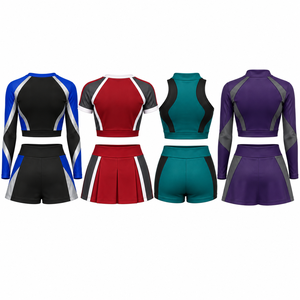 Custom <b>Crop</b>-<b>Top</b> Cheerleading Uniform Sets | Blue Red <b>Purple</b> | Sportswear & Outdoor Apparel | Manufacturer Supplier | - Product Image 2