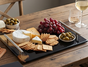 Elegant <b>Black</b> And Gold Wooden Resin Serving <b>Tray</b> With Lacquered Finish Perfect For Modern Dining Home Kitchen And Stylish Gift - Product Image 6