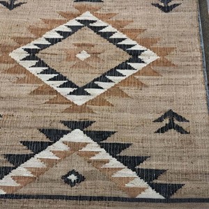 Handmade Tribal Jute Area Rug Natural Woven Boho Kilim Carpet Geometric Floor Rug Farmhouse Living Room Bedroom Decor - Product Image 1