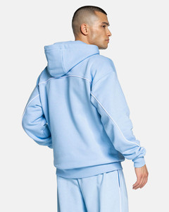 Survêtement homme 2 pièces bleu ciel surdimensionné avec logo personnalisé et passepoil, respirant, le plus vendu - Product Image 4