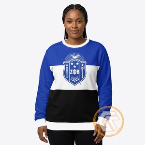 Wholesale Custom Made Embroidered Zeta Phi Beta Women's Crew Neck Casual Cotton Fleece Breathable Winter 500g Sorority - Product Image 1