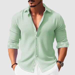 Chemise décontractée à manches longues pour homme, imprimé floral, 100% polyester respirant, pour l'été, le printemps et l'automne - OEM & ODM - Product Image 3