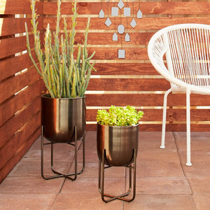 Jardinière en acier inoxydable doré style nordique, support de pot de fleurs métallique en forme de cube, pot de plante décoratif de luxe pour salon et hôtel - Product Image 5