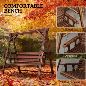 Dondolo da Esterno Marrone Carbonizzato con Supporto per Veranda, Terrazza o Giardino - Product Image 4