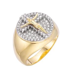 Anillo de cruz religiosa de lujo en plata 925 con diamante cultivado en laboratorio para colecciones de joyería de moda para hombres. - Product Image 1