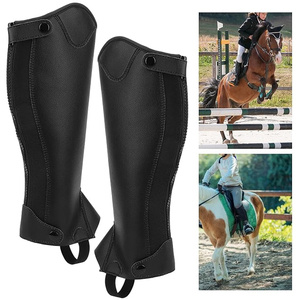Meilleures ventes : Demi-chaps d'équitation pour hommes en cuir, avec impression de logo personnalisée, très demandés - Product Image 3