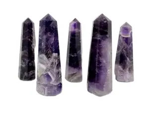 Point de cristal d'obélisque d'améthyste violet foncé d'agate naturelle en gros, point d'obélisque d'améthyste pour la guérison et la méditation