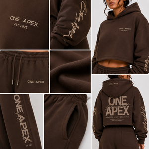 ชุดเซ็ตเสื้อฮู้ดดี้บุขนแกะสีน้ำตาลสำหรับผู้หญิง ONEAPEX INTERNATIONAL กางเกงขายาวทรงกว้าง ผ้าฝ้าย 100% แห้งเร็ว สไตล์ไฮสตรีท สำหรับฤดูหนาว - Product Image 4