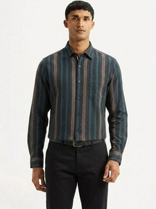Camisa Casual de Algodón Transpirable a Rayas de Manga Larga con Doble Botonadura para Hombre Enovate - Product Image 2