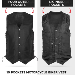 Chaleco de Motocicleta para Hombre Mantic Enterprises con Cuello Cuadrado, Bolsillos, Cordones Laterales, Transpirable, Ajustable, Informal para Otoño - Product Image 2