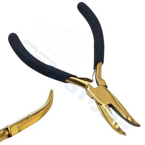 Pince professionnelle en acier inoxydable pour extensions de cheveux, dorée avec poignée noire, pointe incurvée et dents, pour micro-nano-perles, ajustement précis, 5,5 pouces - Product Image 6