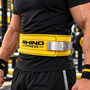 RHINO FITNESS Neoprene Adjustable Weightlifting Belt with Lumbar Support Yellow Wrap Around <b>Waist</b> Support for Adults - Product Image 3