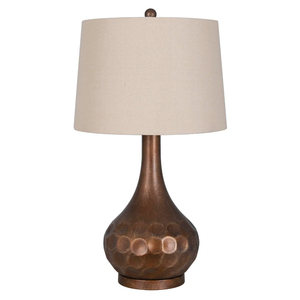 Lámpara de mesa moderna de metal martillado con pantalla de tela blanca para decoración de la sala de estar del hogar, lámparas de mesa a precio razonable. - Product Image 6