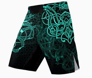Pantalones Cortos Negros de MMA para Hombre con Estampado Tribal Dorado, de Secado Rápido, para Artes Marciales Mixtas, Corte Regular, Impresión por Sublimación - Product Image 6