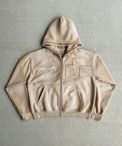 Hoodie personnalisé teint en pièce, en molleton de coton épais, avec poche utilitaire, style streetwear, délavage vintage, coupe oversize, unisexe - Product Image 2