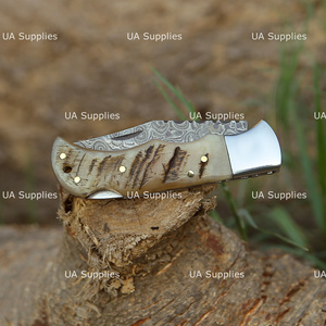 Hot Selling Custom Handmade Damascus Steel Clip Point Razor Sharp Folding Knife Ram Horn Handle OEM ODM Customizable Industrial - Product Image 4