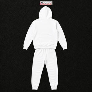 Ensemble de survêtement blanc oversize pour hommes et femmes, sweat-shirt uni à capuche et pantalon de survêtement à jambes larges, style streetwear décontracté, vente en gros - Product Image 6