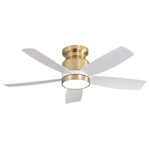 22W LED <b>Light</b> & <b>Remote</b> <b>Control</b> 42 Inch Flush Mount <b>Ceiling</b> Fans with 5 ABS Blades for Bedroom Dining Room - Product Image 1