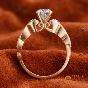 Round Cut Moissanite <b>Infinity</b> Twist Engagement Ring <b>Rose</b> Gold Plated Pave Band Wedding Ring Jewelry Gift - Product Image 3