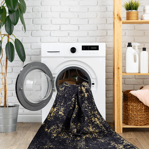 Set di Tappeti Lavabili MAVAL 5x8 Neri con Dettagli Dorati, Dimensioni 5 X 8 - Product Image 4