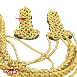 Golden <b>Braided</b> Parade Aiguillette Gold Aiguillette with Shoulder Board Gold Mylar - Product Image 4